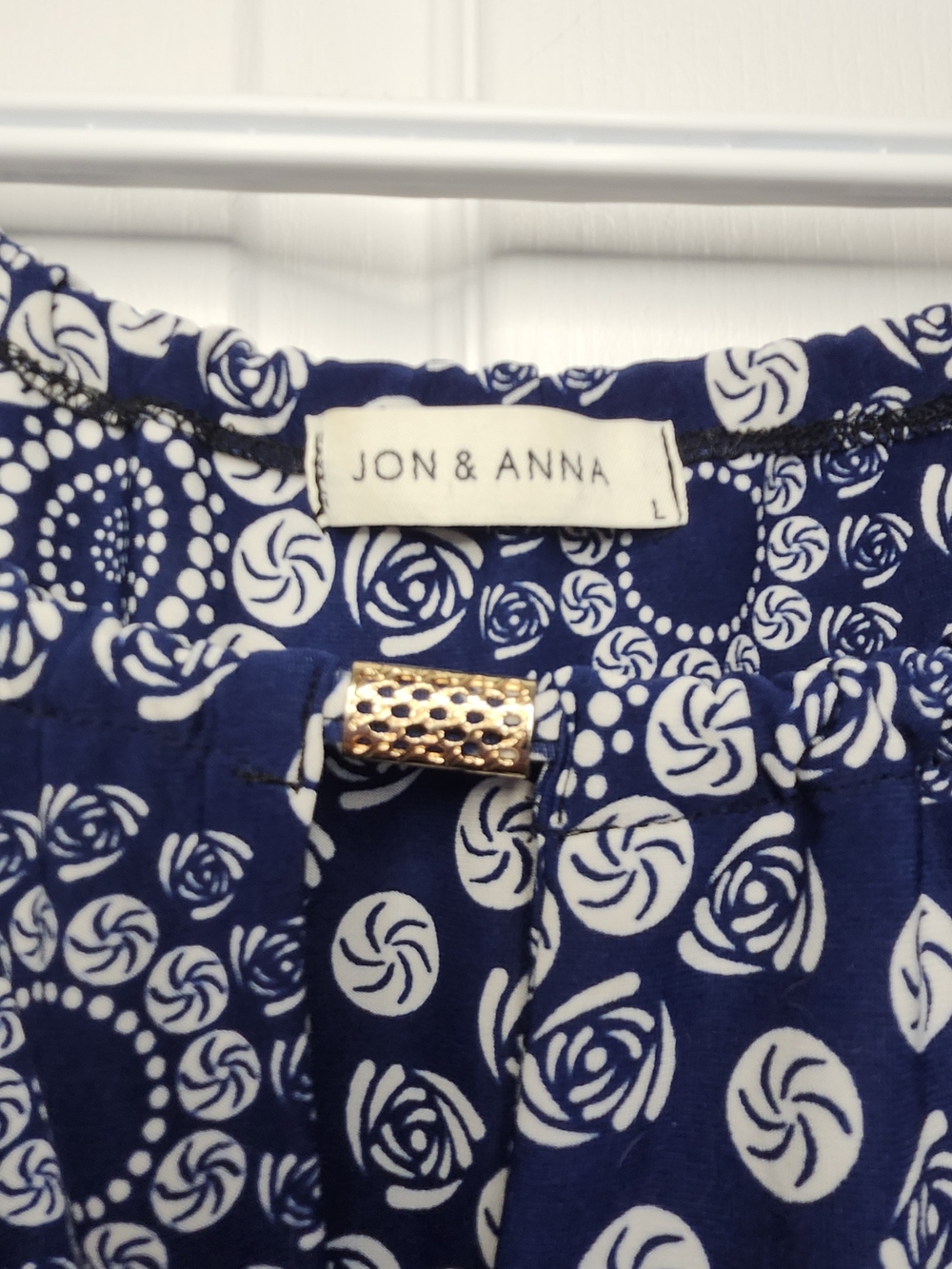 Jon & Anna Navy Blue and White Floral Maxi Dress - Size L - Picture 3 of 5